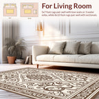 Ornate Brown Swirl Floral Pattern Rug