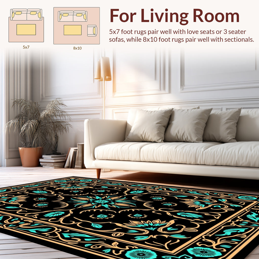 Floral Vine Medallion Pattern Rug