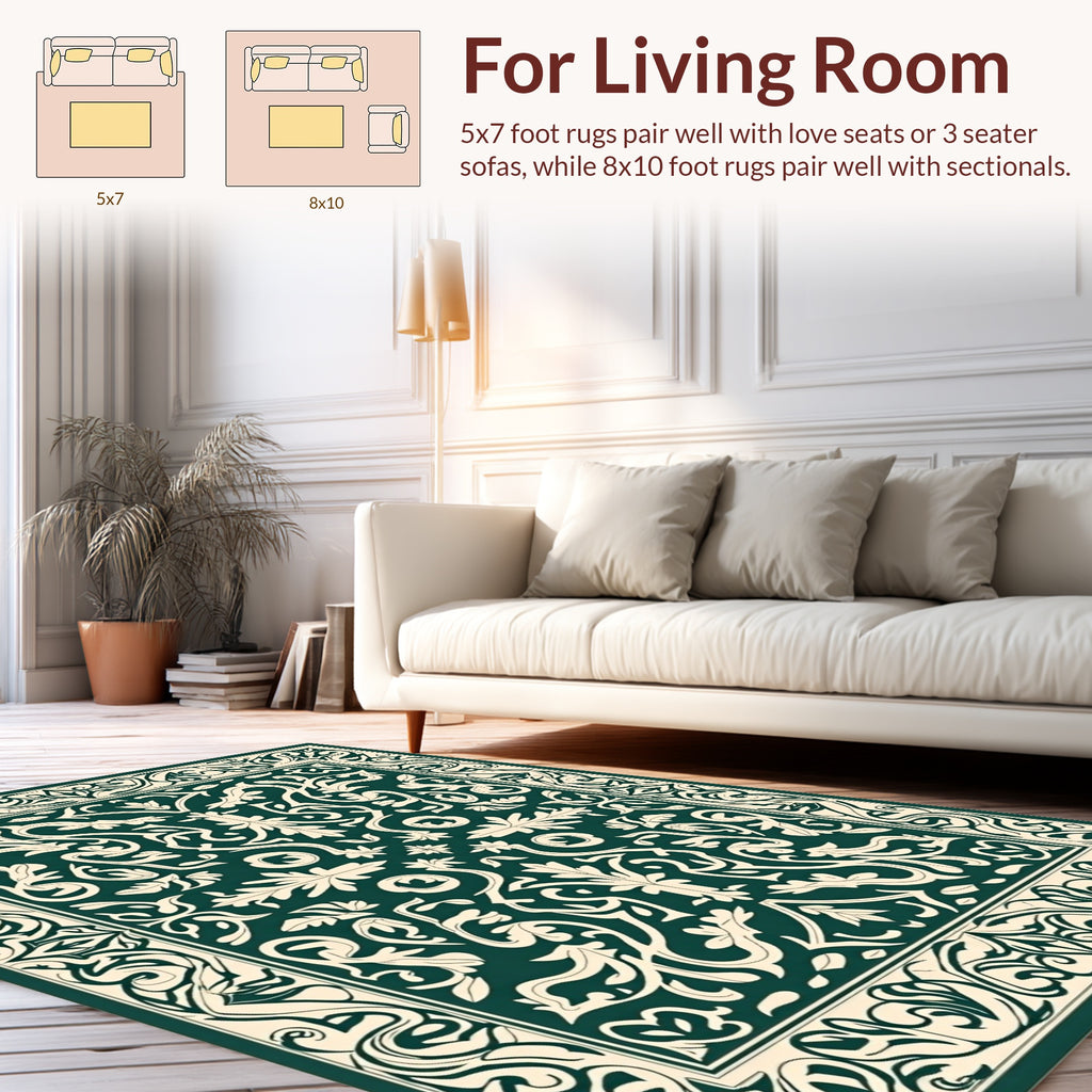 Classic Floral Scroll Patterned Rug