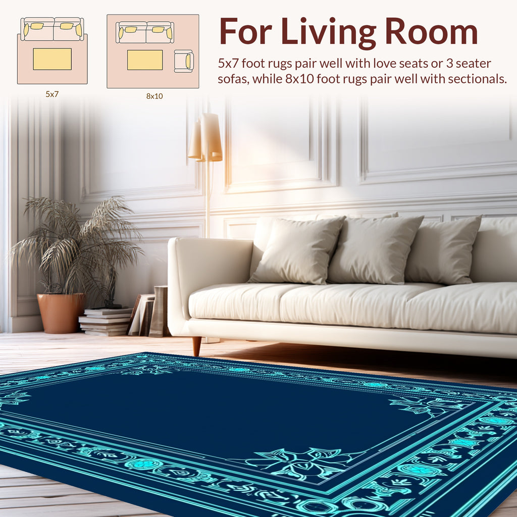 Art Deco Floral Border Design Rug