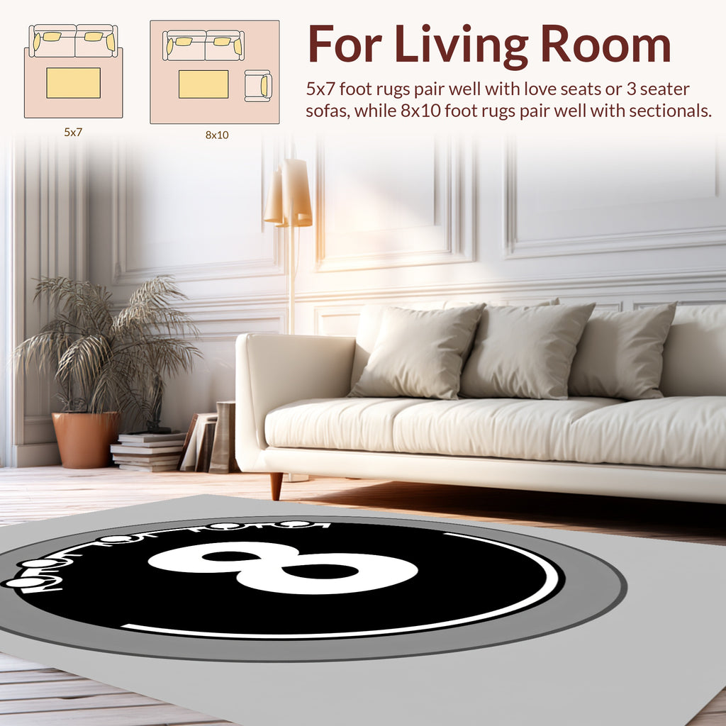 Monochrome Circular 8 Graphic Design Rug