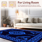 Ornate Blue Floral Medallion Design Rug