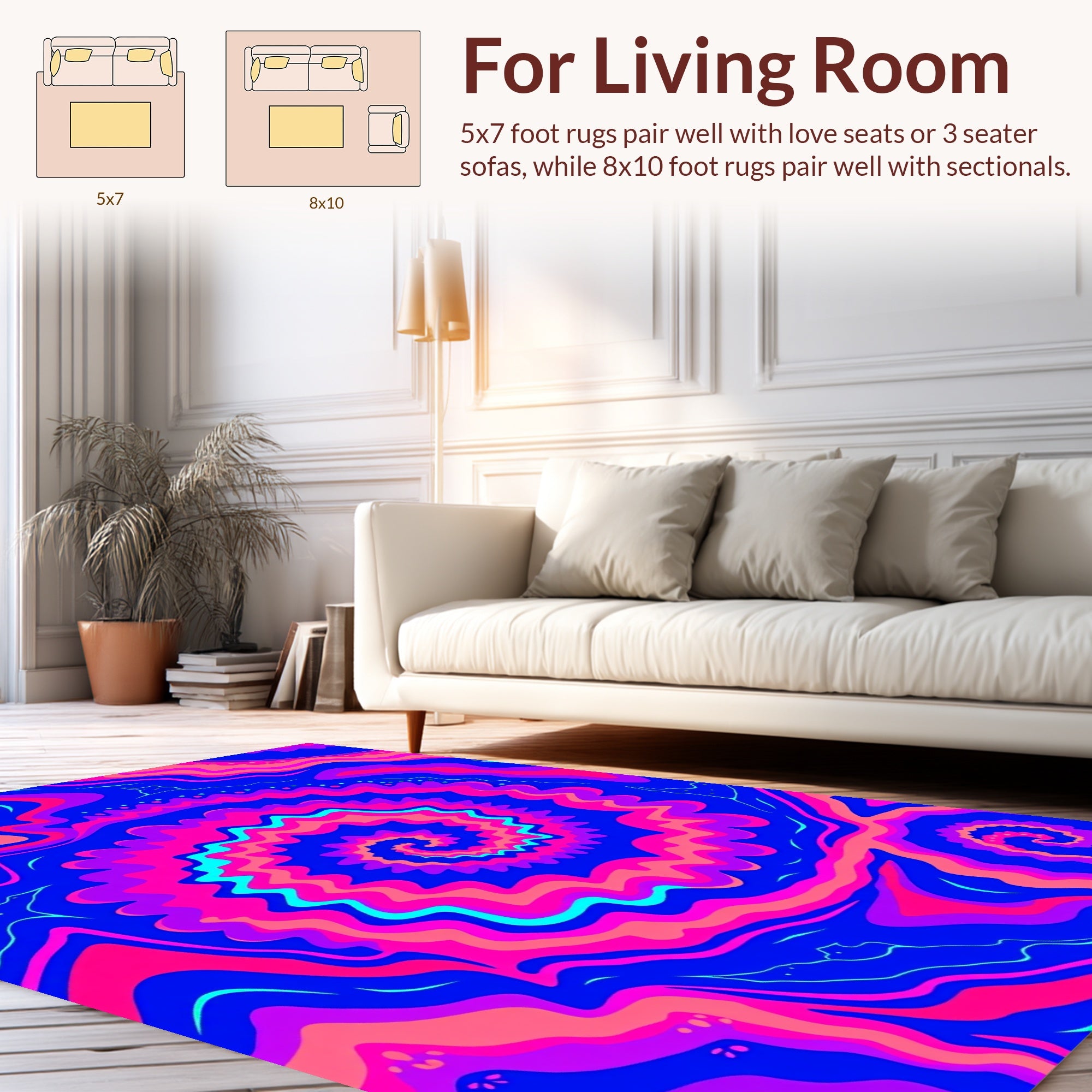 Vibrant Swirls Waves Pattern Rug