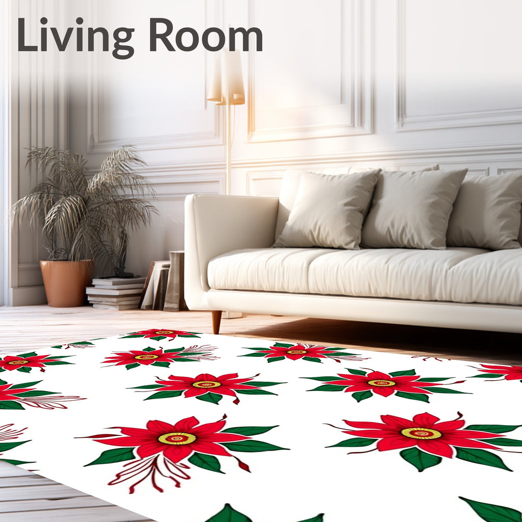 Vibrant Red Floral Bouquet Accent Rug