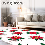 Vibrant Red Floral Bouquet Accent Rug