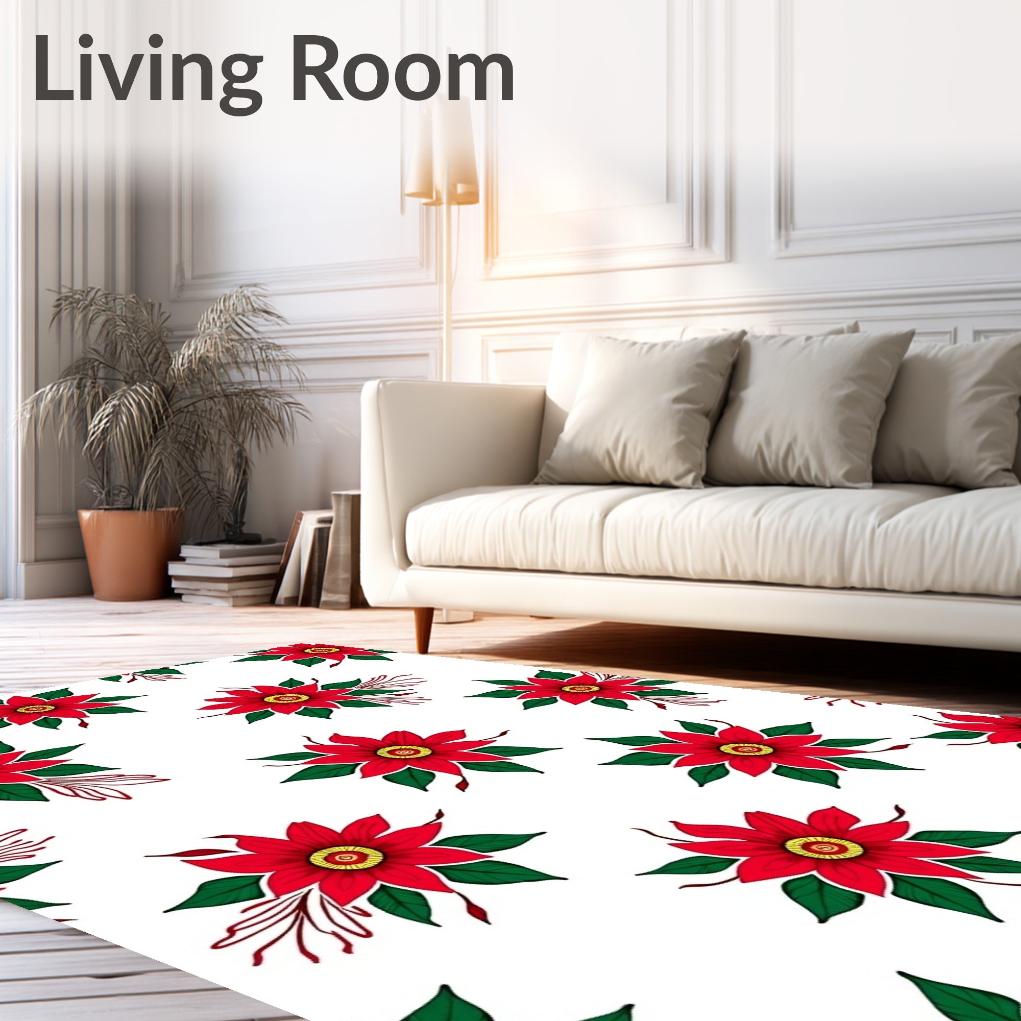 Vibrant Red Floral Bouquet Accent Rug