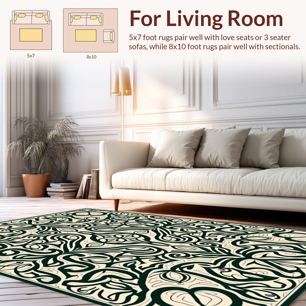 Intricate Floral Swirls Pattern Rug