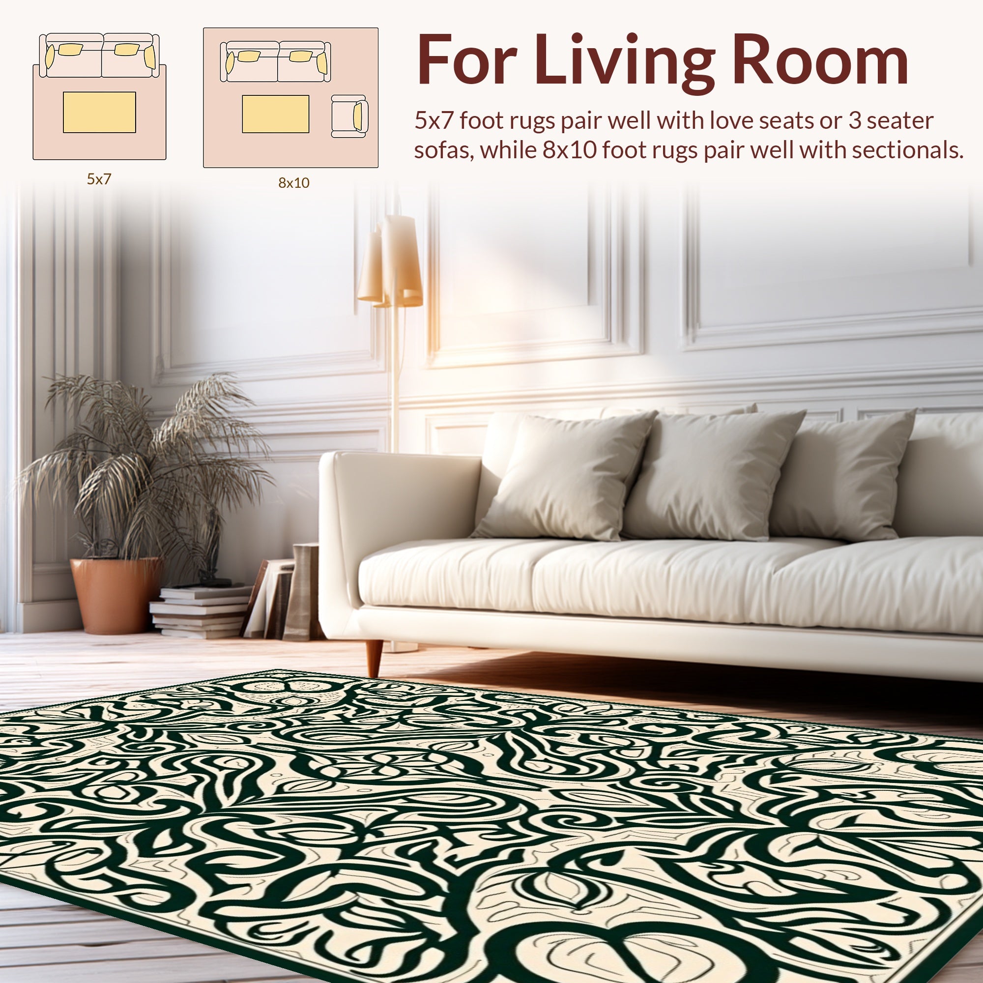 Intricate Floral Swirls Pattern Rug