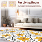 Yellow Floral Vine Pattern Rug