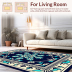 Traditional Floral Medallion Blue Ivory Rug