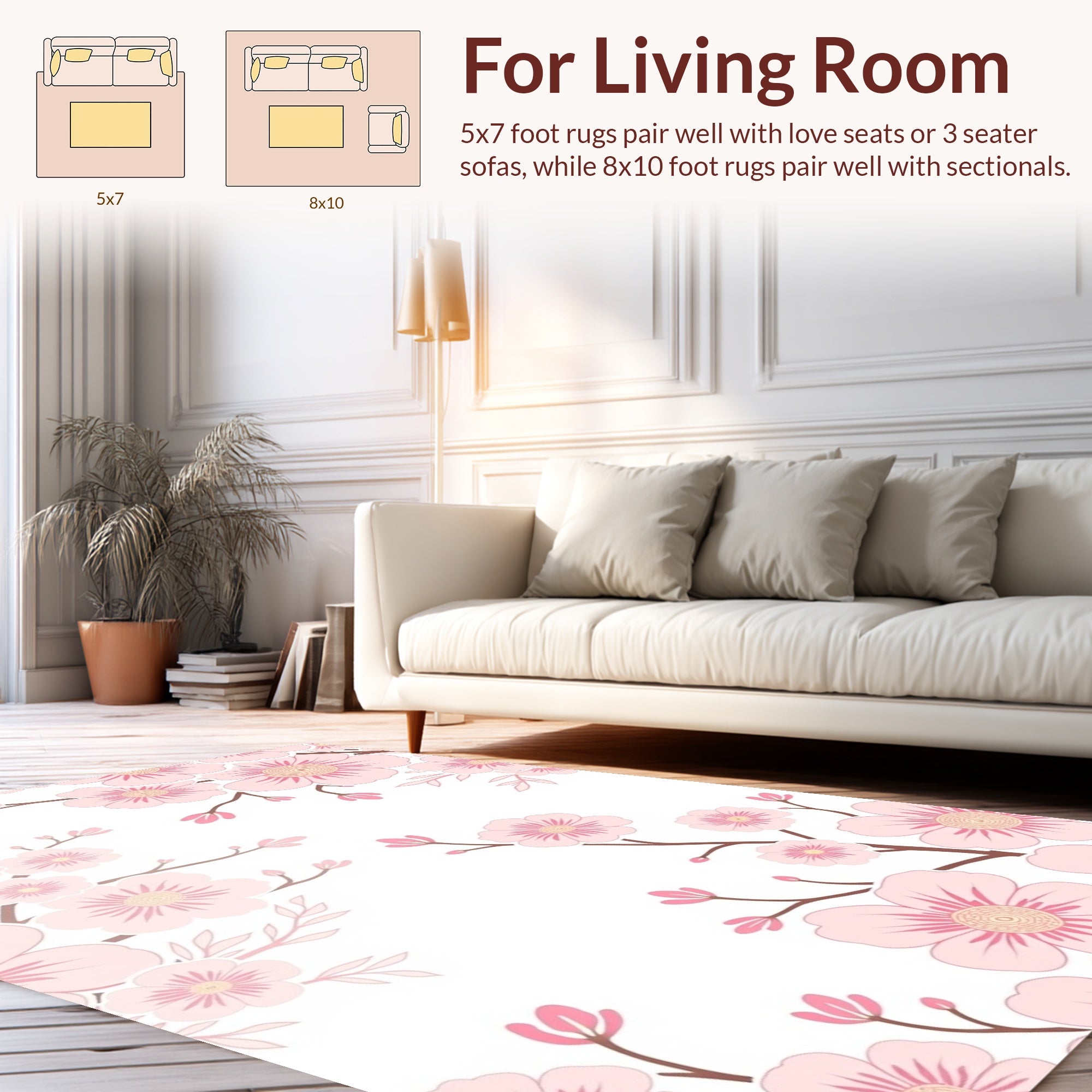 Pink Blossom Branch Pattern Rug