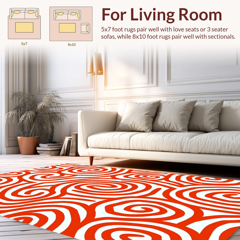 Bold Orange Swirling Pattern Rug