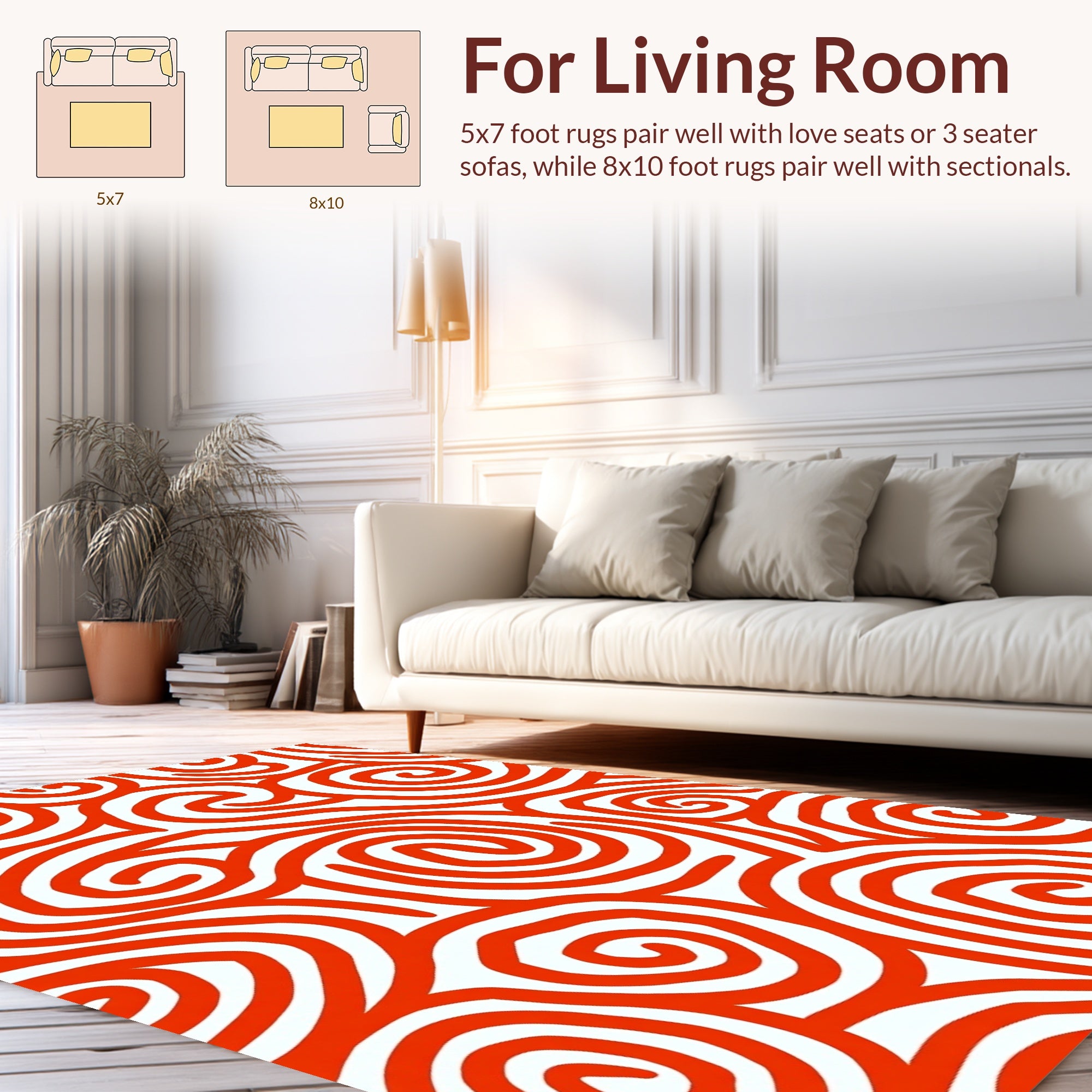 Bold Orange Swirling Pattern Rug