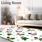 Festive Snowman Holly Berry Rug