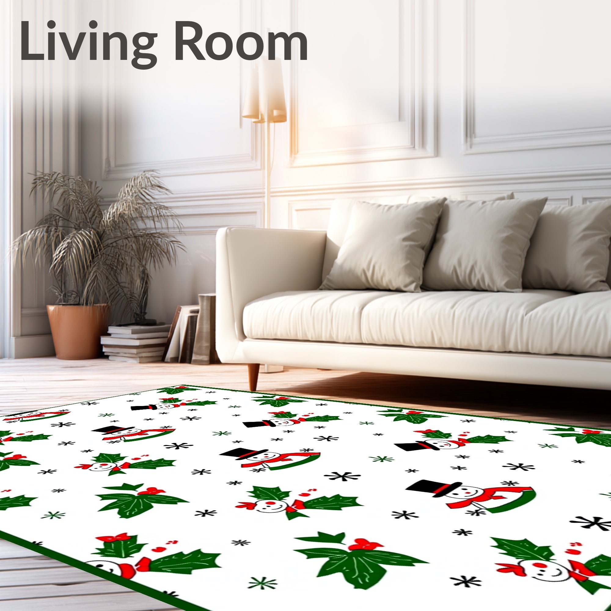 Festive Snowman Holly Berry Rug