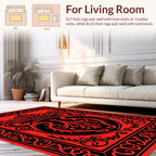 Red and Black Flourish Pattern Rug