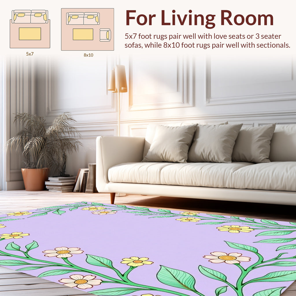 Delicate Floral Vine Pattern Rug