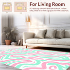 Pink Aqua Abstract Swirl Pattern Rug