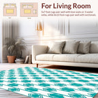Geometric Teal And White Repeating Pattern Rug