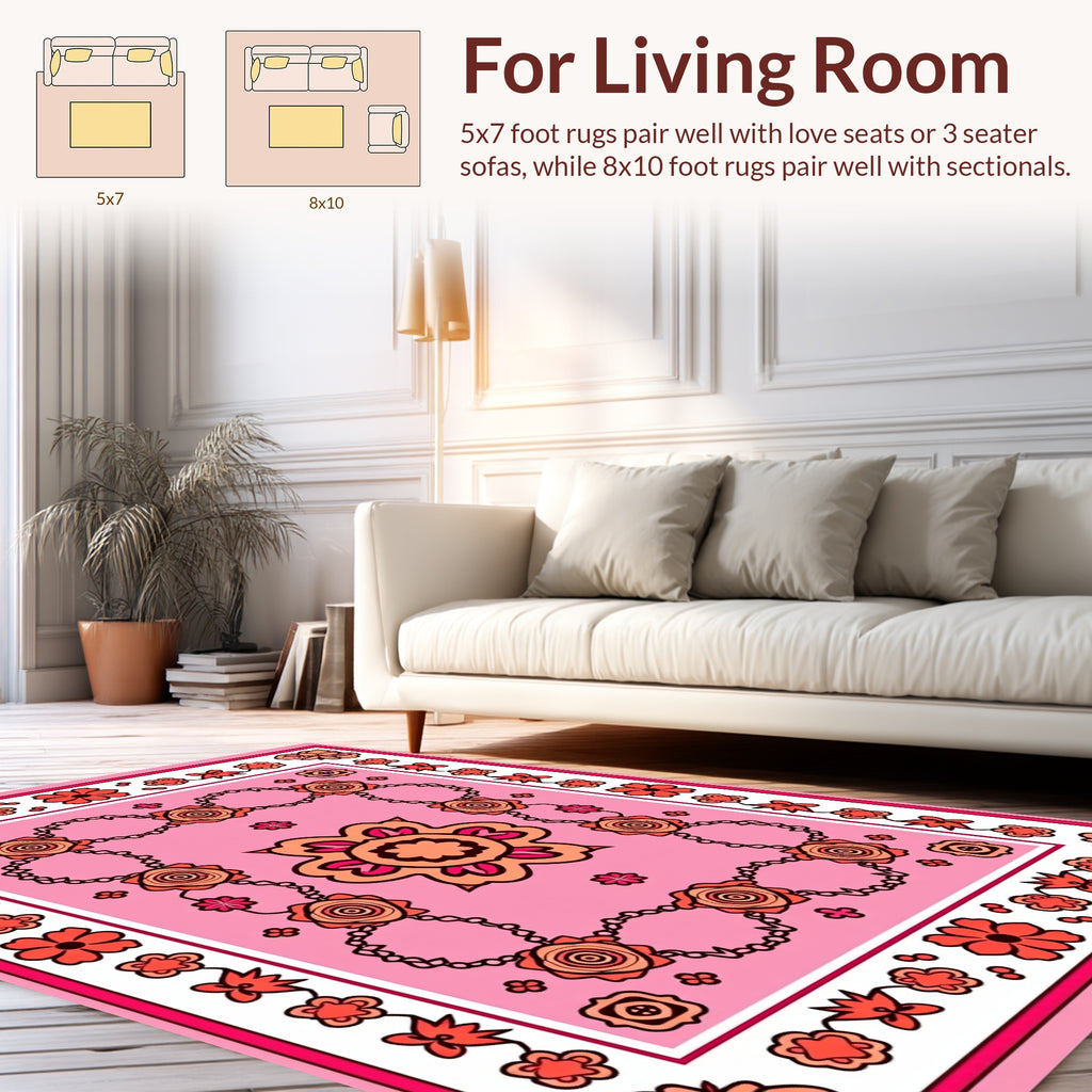 Retro Floral Chain Patterned Rug