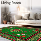 Green Red Yellow Elf Holiday Border Rug