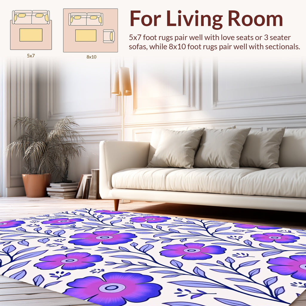 Purple Floral Vine Pattern Rug