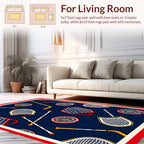 Sporty Hockey Puck And Net Design Rug