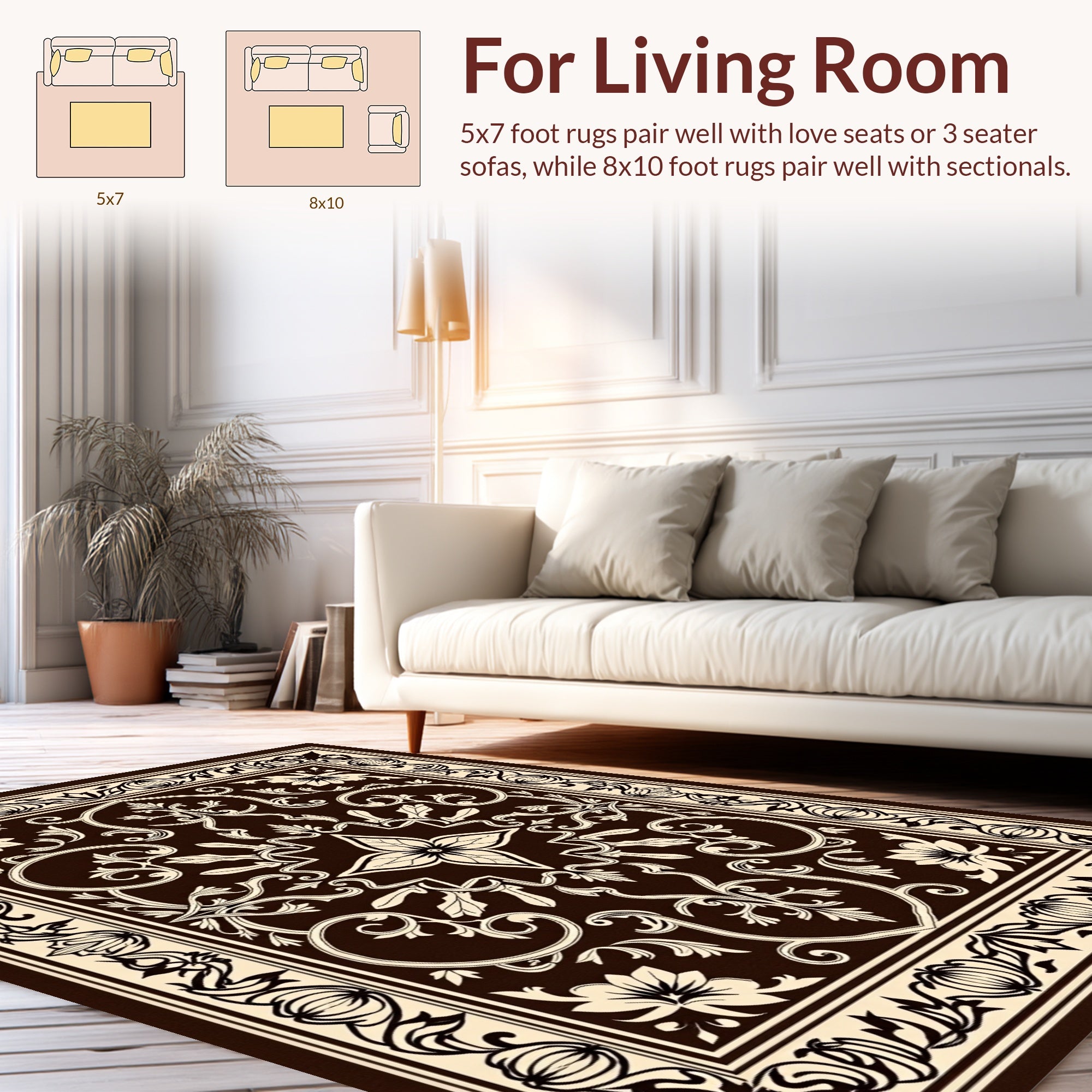 Intricate Floral Arabesque Dark Rug