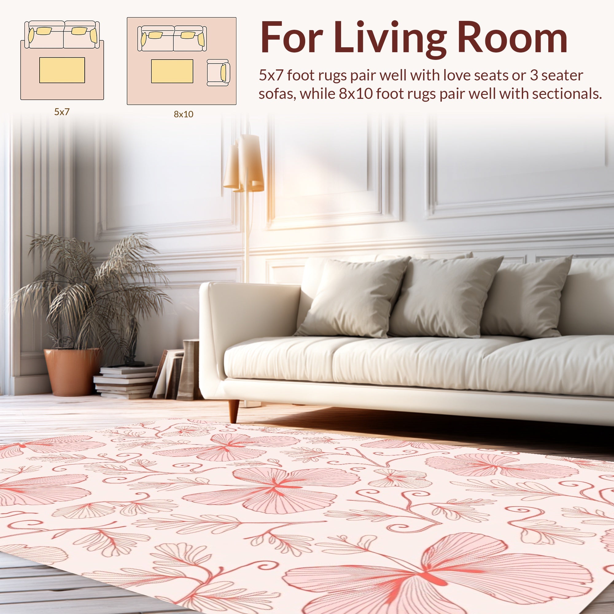 Delicate Floral Vine Pattern Rug