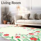 Red Floral Vine Patterned Rug
