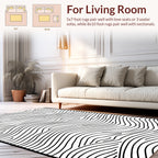 Abstract Black White Wavy Line Design Rug