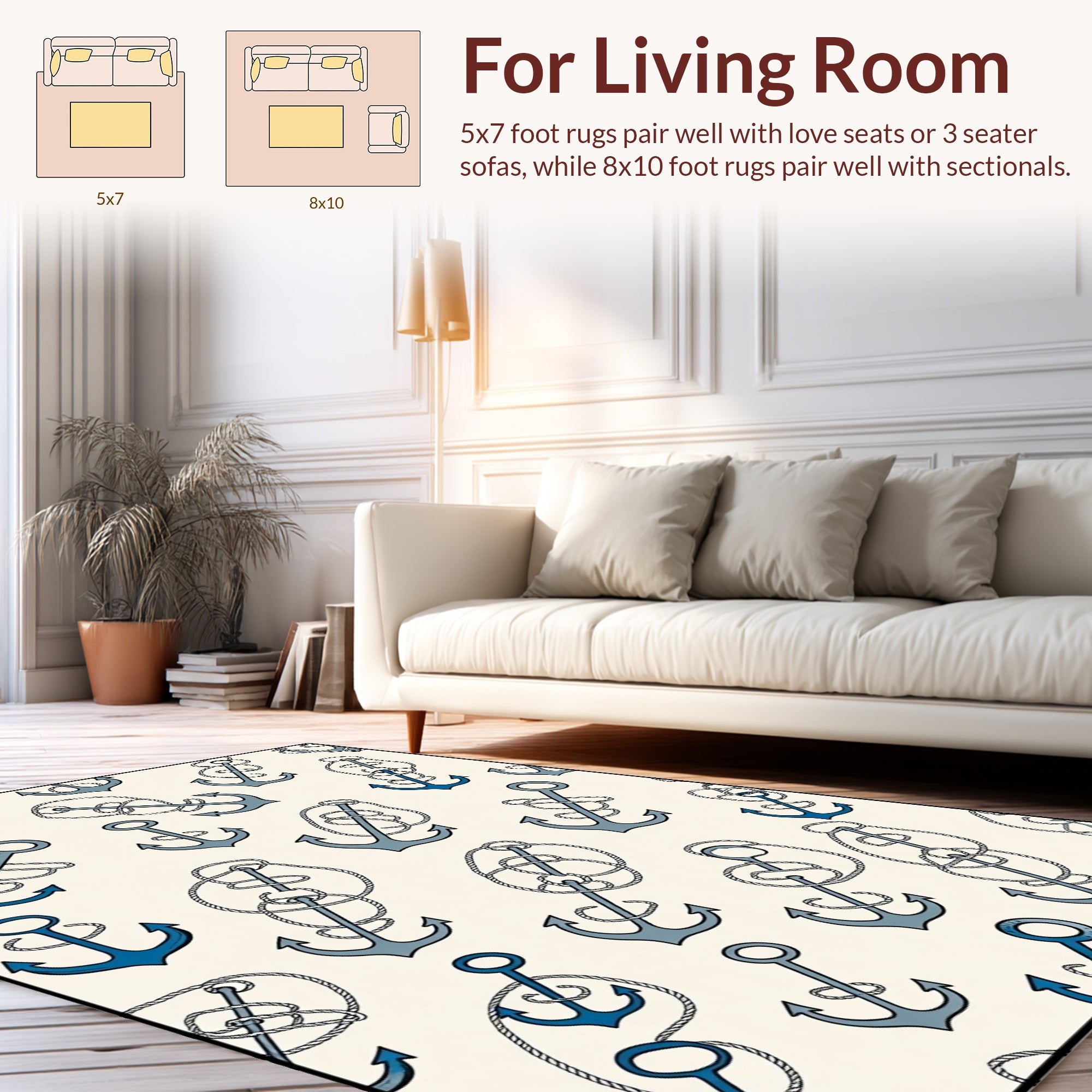 Nautical Anchor Rope Pattern Design Rug