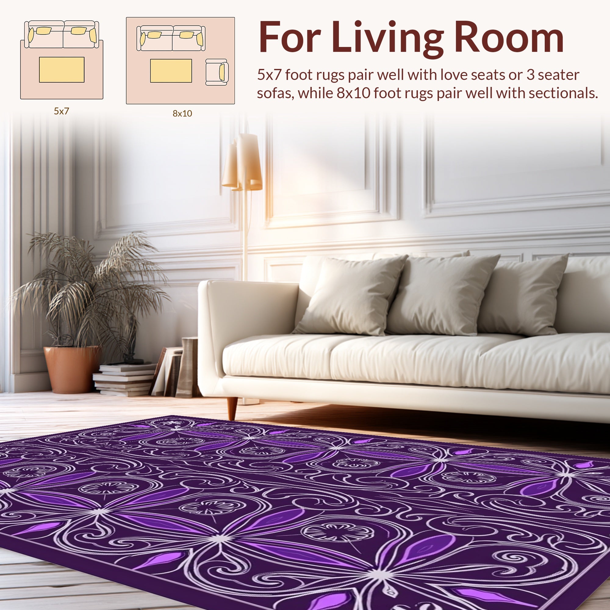 Plum Orchid Swirls 4 Pattern Rug