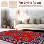 Red Sunburst Patterned Decorative Rug