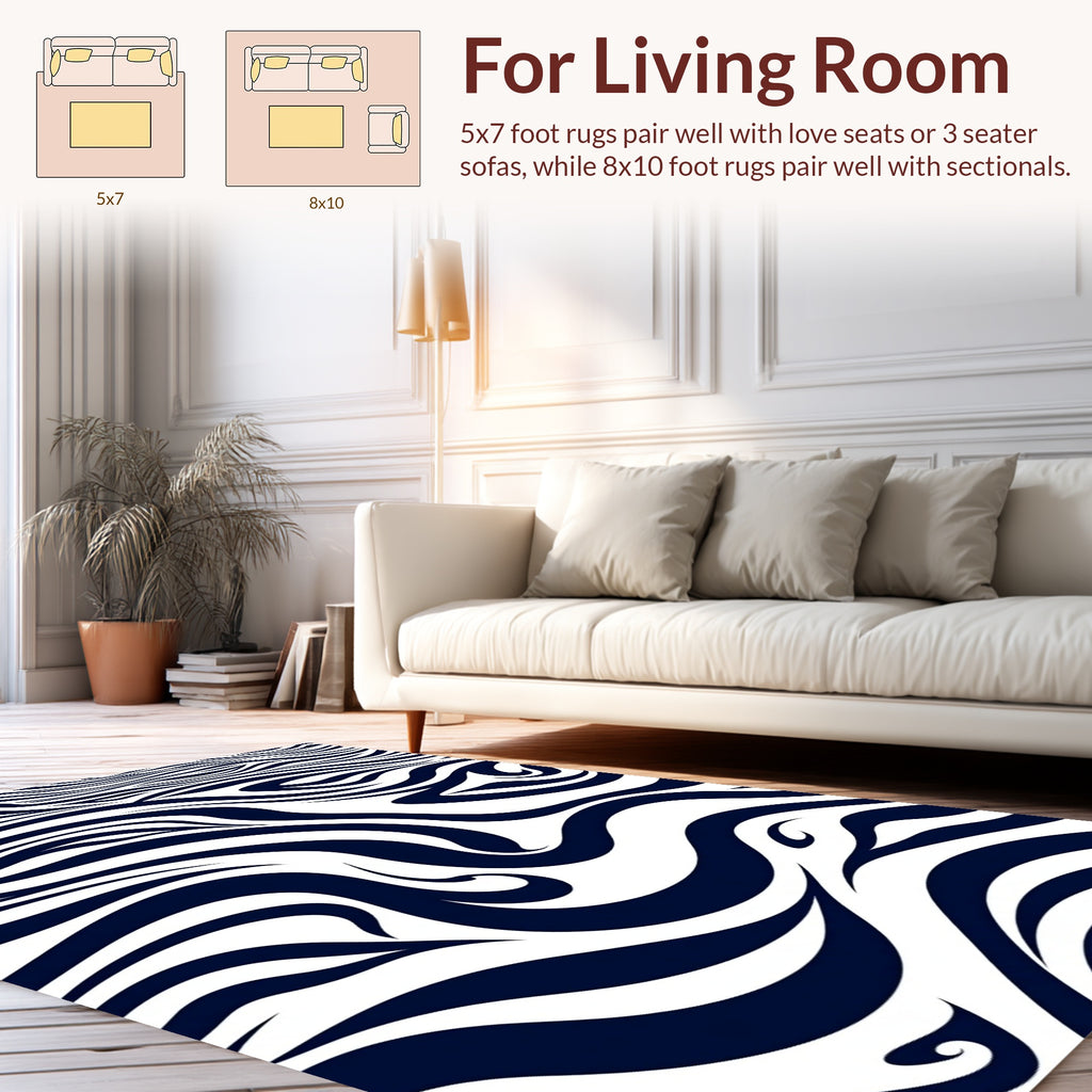 Abstract Dark Wave Pattern Rug