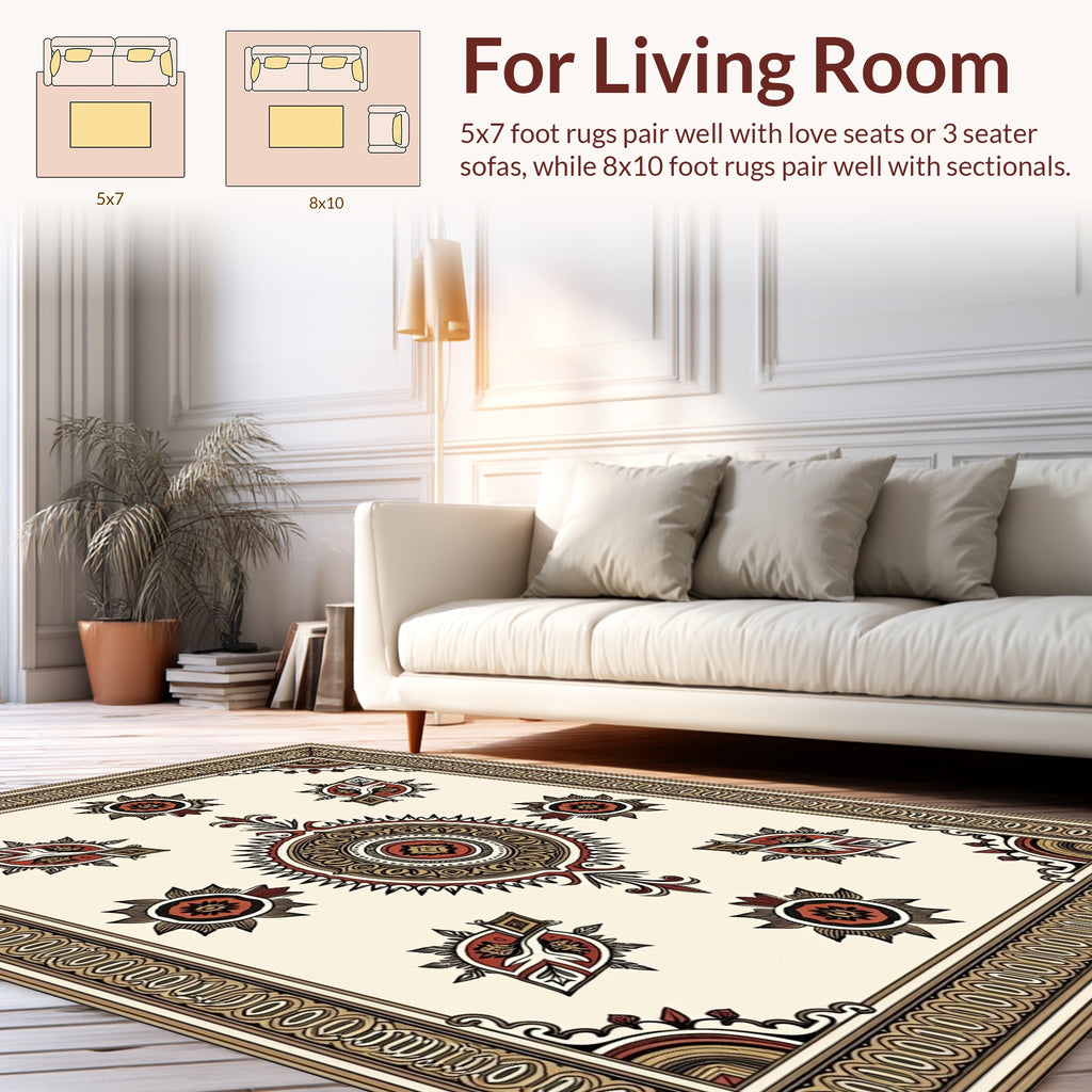 Ornate Mandala Floral Motif Rug Design Rug