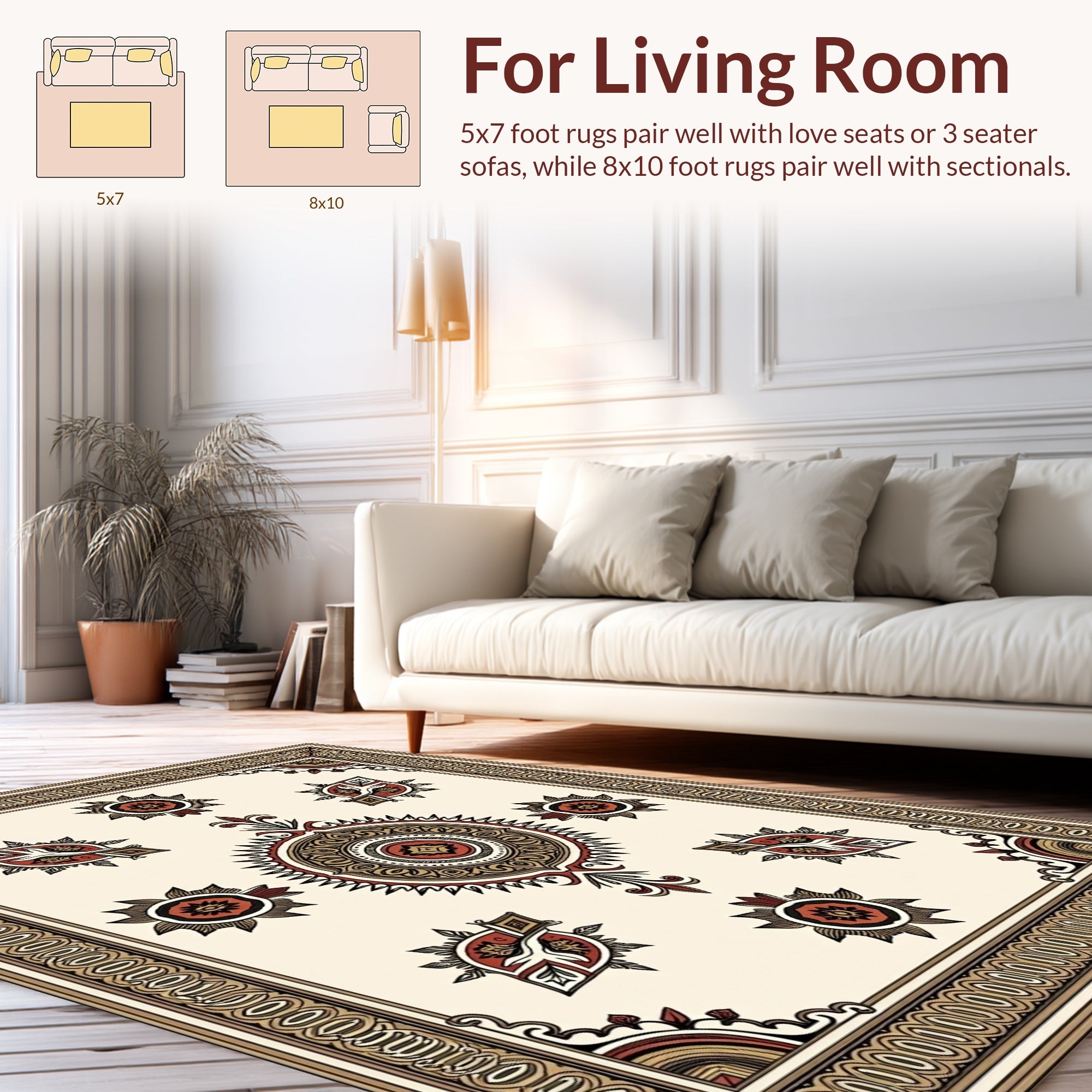 Ornate Mandala Floral Motif Rug Design Rug