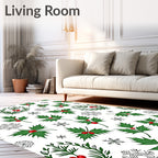Holly Berry Snowflake Winter Garland Rug