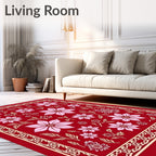 Crimson Pink Floral Botanical Garden Rug