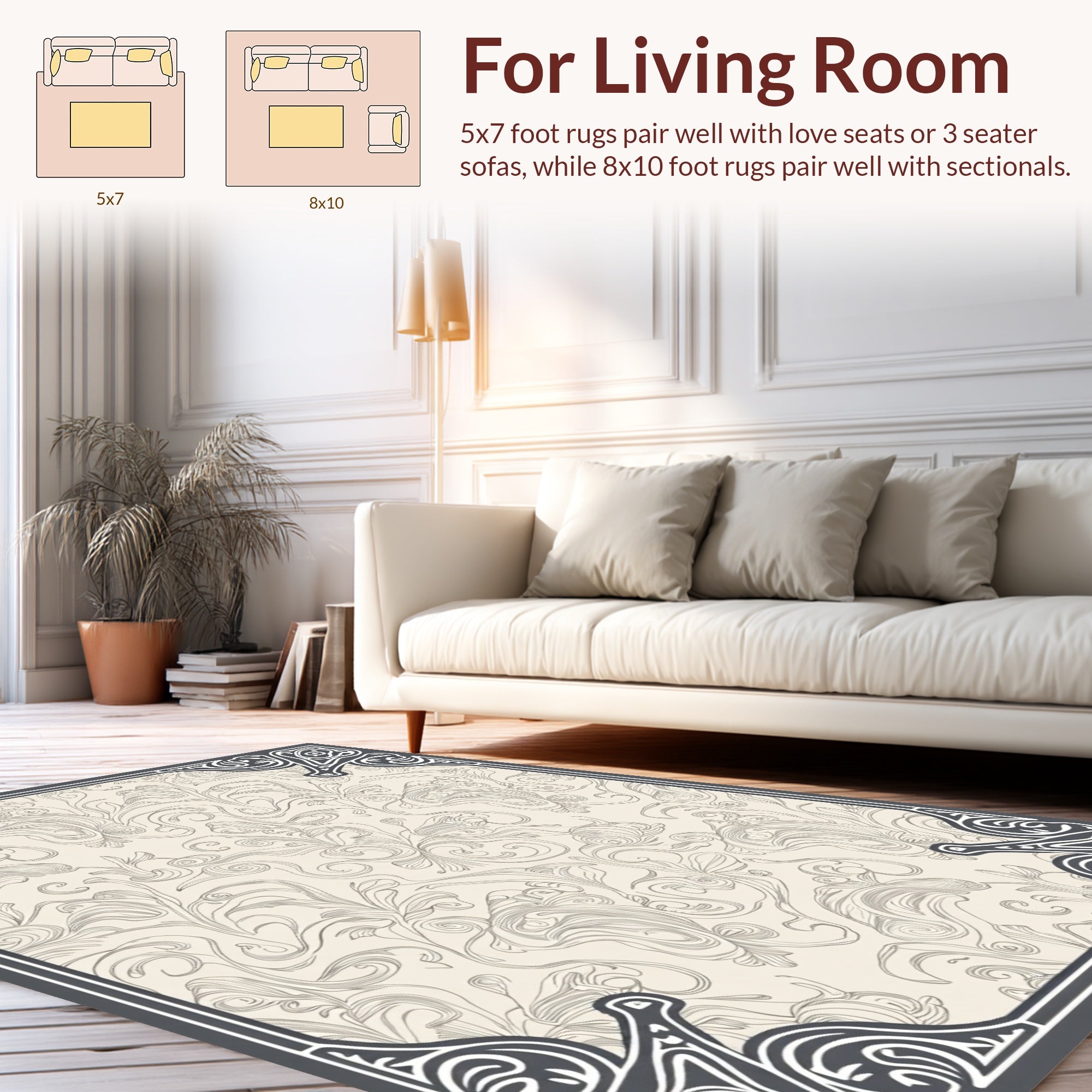 Ornate Flowing Vine Patterns Rug