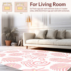 Abstract Pink Feather Swirl Design Rug