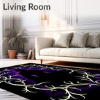Mysterious Hooded Figure Violet Vine Rug