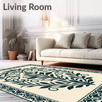 Classic Floral Scrollwork Border Design Rug