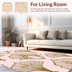 Gold Fan and Scroll Mid-Century Pattern Rug