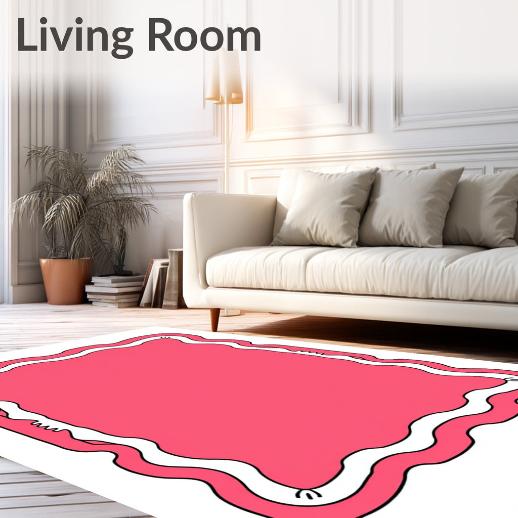 Whimsical Pink Wave Pattern Rug