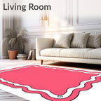 Whimsical Pink Wave Pattern Rug