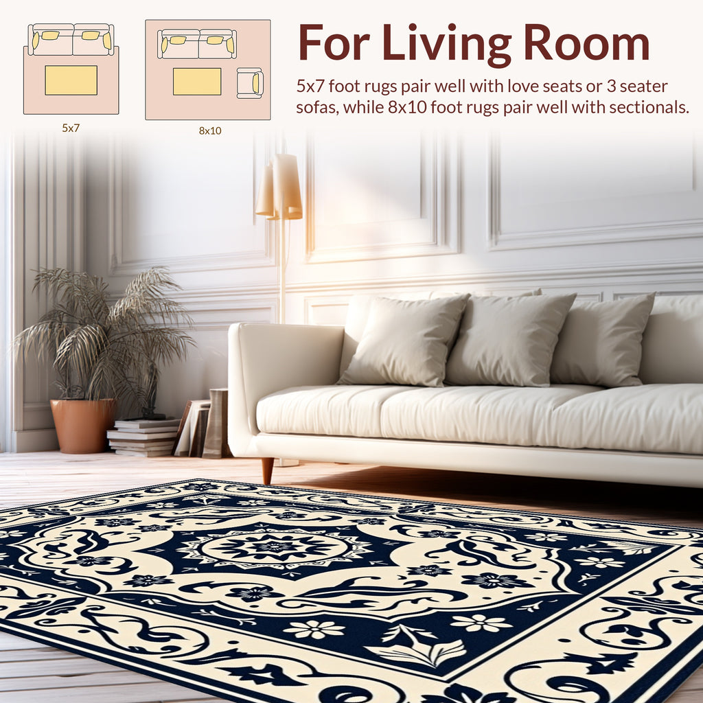 Elegant Floral Medallion Pattern Rug