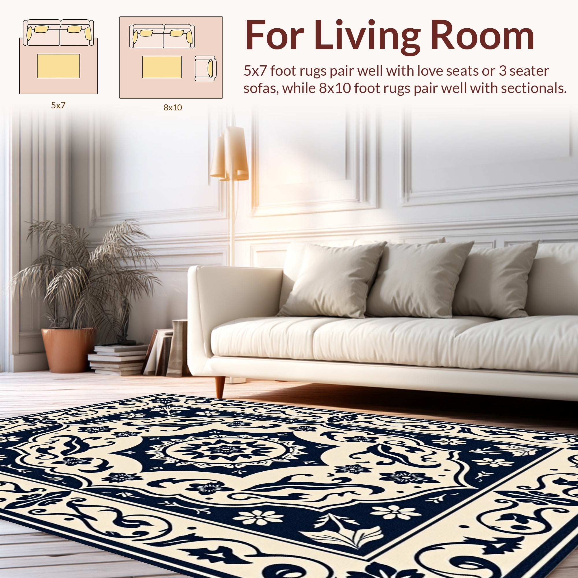 Elegant Floral Medallion Pattern Rug