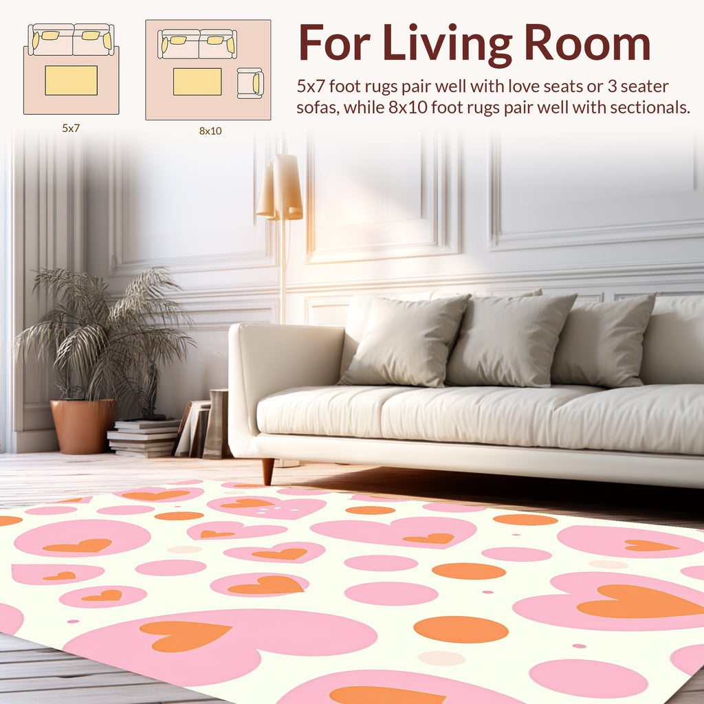 Pink Orange Heart Dot Pattern Rug