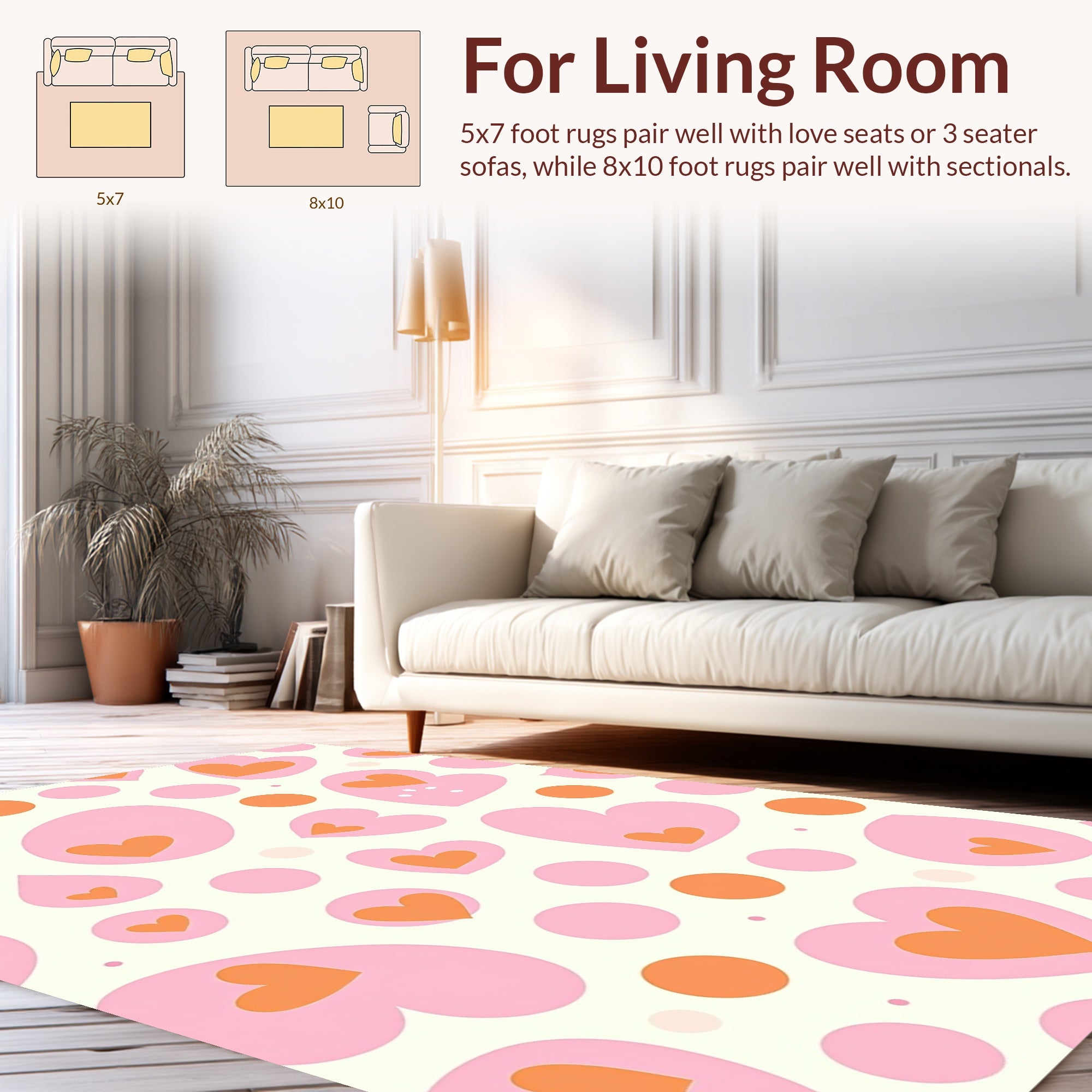 Pink Orange Heart Dot Pattern Rug
